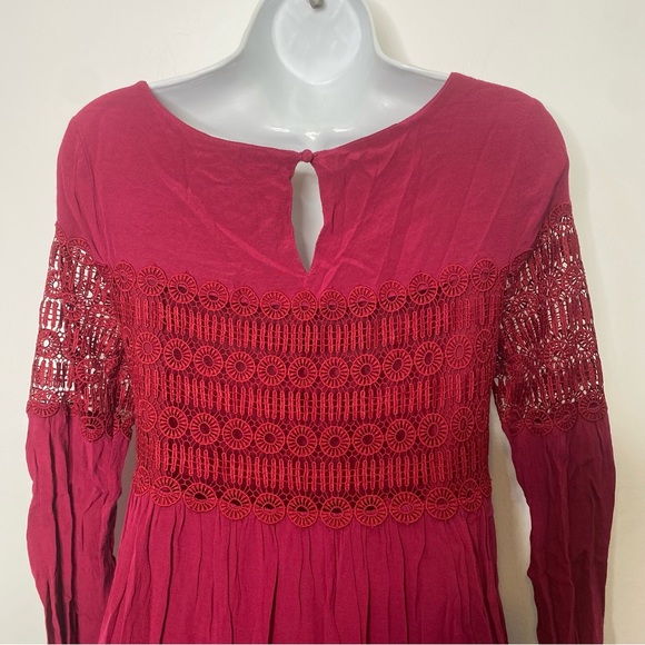 Anthropologie Floreat Wine Aveline Lace Crochet Dress Size 0 - Picture 7 of 16